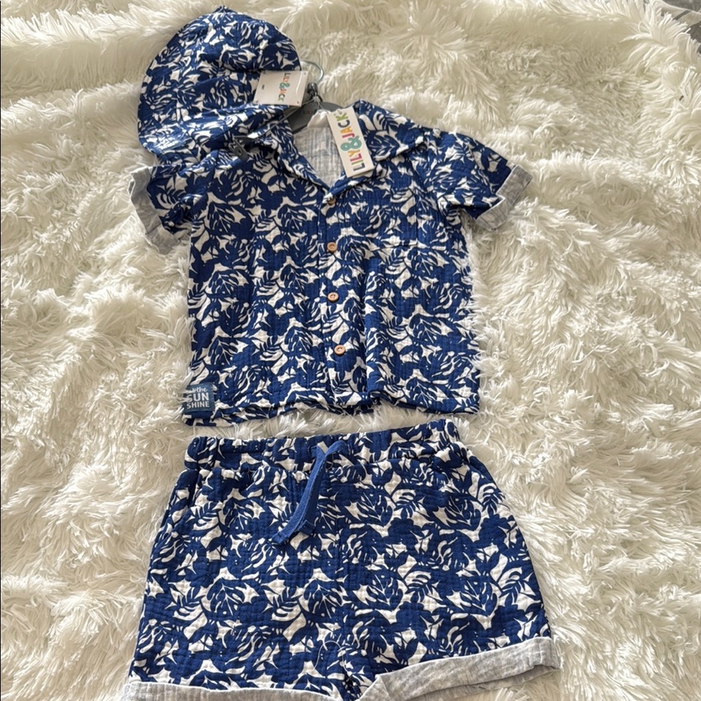 Blue and White Floral Kids Outfit